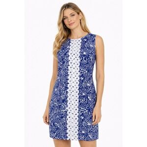 Lilly Pulitzer Target Upstream Shift Dress 16 Fish Print Blue White Beach Cruise